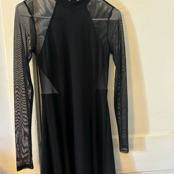 Black dress long sleeve see-through Forever 21 size small - Picture 2 of 8